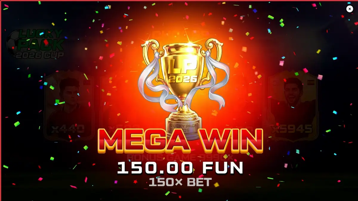 Tampilan visual slot Lucky Pack 2026 Cup dengan tema stadion sepak bola